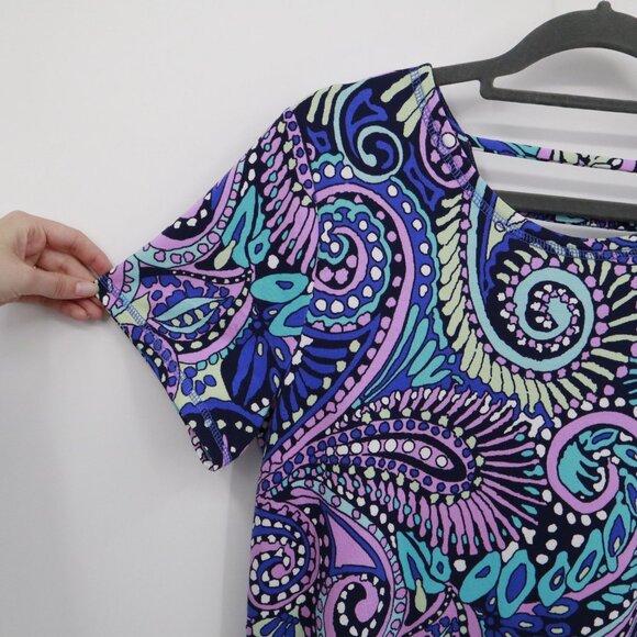 T By Talbots Ladder Back Confetti Paisley Dress Women LP Blue Boho Groovy Hippie - Picture 5 of 15